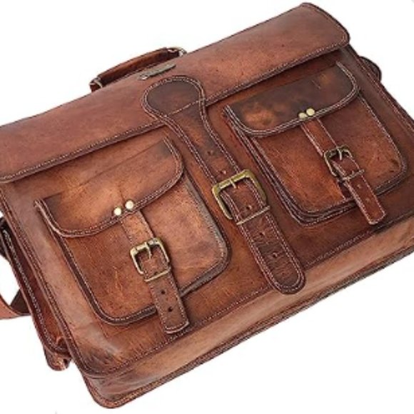 Cuero DHK 18 Inch Vintage Handmade Leather Travel Messenger Offie Crossbody Bag